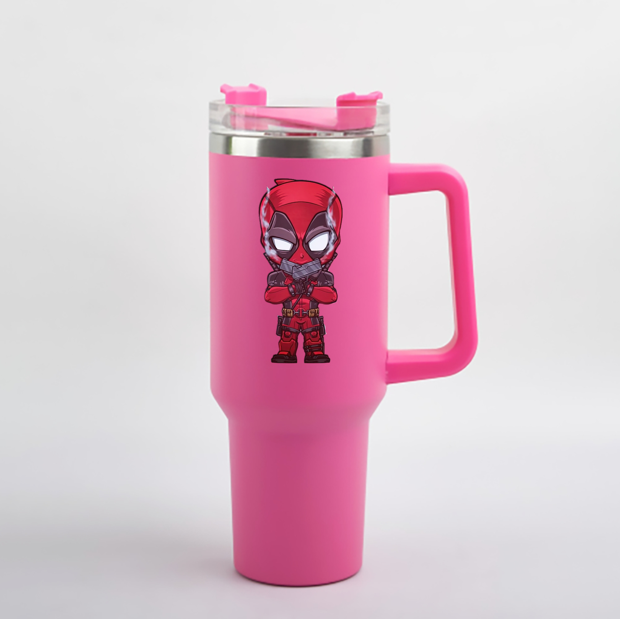 （画像用） Deadpool デッドプール 1200mL車用タンブラー - クリスタルステッカー（プラスチックストロー付き）